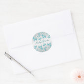 Aqua and Silver Floral 1.5" Sticker (Envelope)