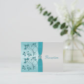 Aqua and Silver Floral Reception Card (Standing Front)