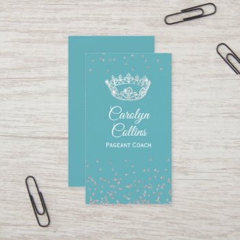 Aqua And Silver Pageant Coach Business Card by DizzyDebbie at Zazzle