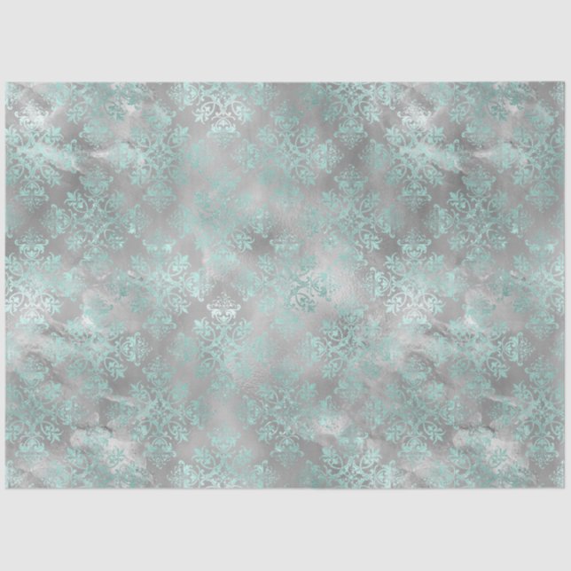 Aqua and Silver Series Design 9 Tissue Paper (Front)
