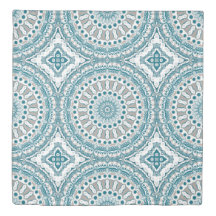 Aqua and Tan Modern Mandala Pattern