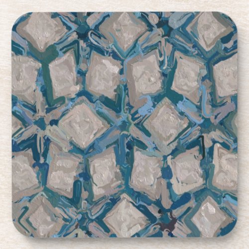 Aqua and Taupe Glaze 8295 Beverage Coaster