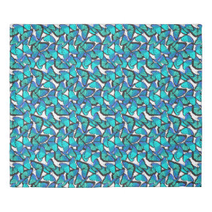 Aqua and Teal Blue Tropical Butterflies Trendy Duvet Cover