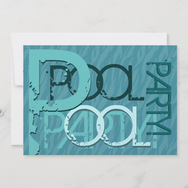 Aqua and Teal Modern BBQ Pool Party Invitation (Front)