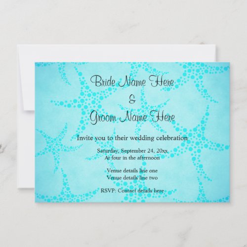 Aqua and Turquoise Starfish Wedding. Custom Announcements