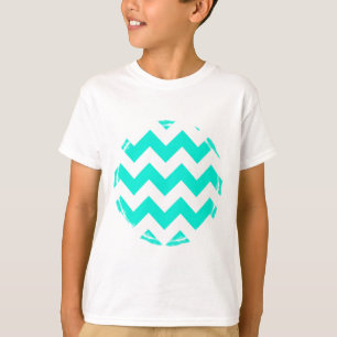 Aqua and White Chevron Pattern T-Shirt