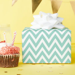 Aqua and White Chevron Wrapping Paper