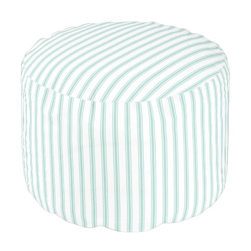 Aqua and White Classic Ticking Stripes Pouf