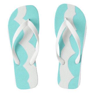 Aqua and White Flip-Flops Flip Flops