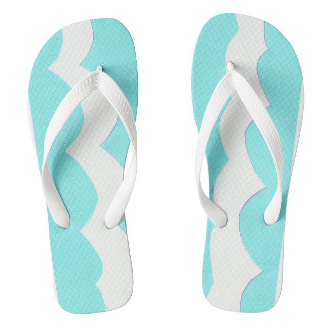 Aqua and White Flip-Flops Flip Flops (Footbed)