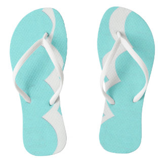 Aqua and White Flip-flops Flip Flops