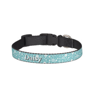 Aqua and White Floral Custom Pet Collar