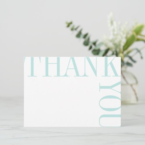 Aqua and White Modern Large Text Thank You Note