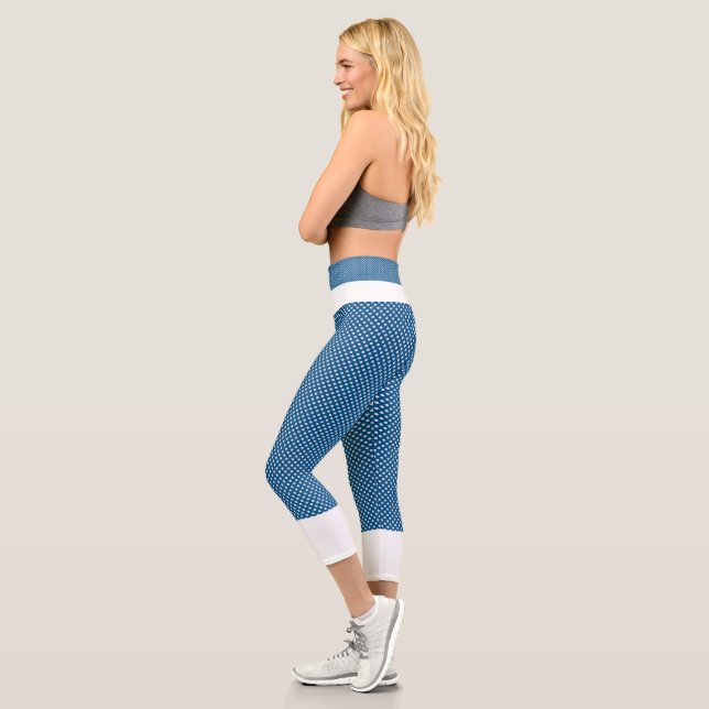 Aqua and White Poke A Dots High Waisted Capris (Left)