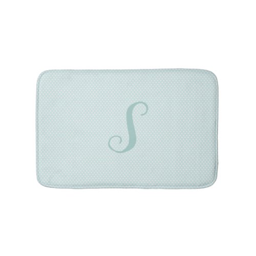 Aqua and White Polka Dot Monogrammed Bath Mat