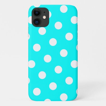 Aqua And White Polka Dot Pattern Iphone 11 Case