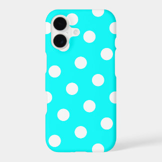 Aqua and White Polka Dot Pattern iPhone 17 Case