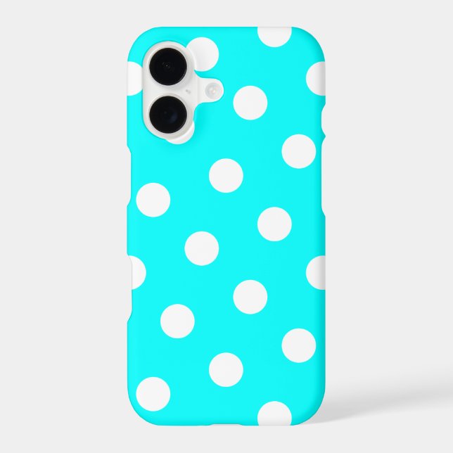 Aqua and White Polka Dot Pattern Iphone Case (Back)