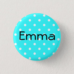 Aqua and White Polka Dot Personalized Pinback Button
