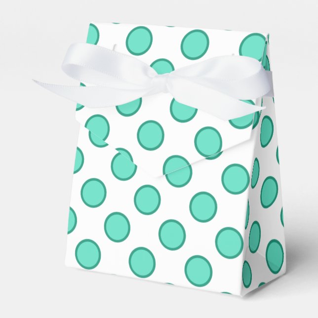 Aqua and white polka dots favor box (Front Side)