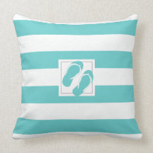 Aqua and White Pool side Stripe with Flipflops