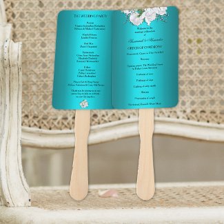 Aqua and White Roses Wedding Program