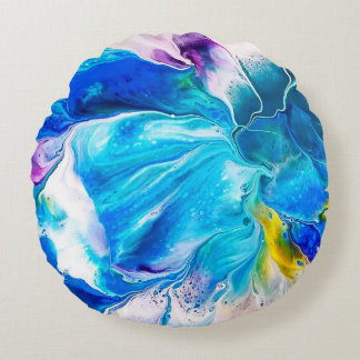 Aqua and White Round Cushion