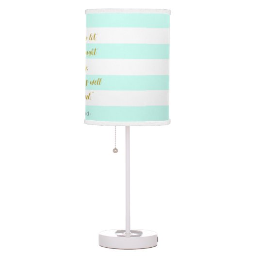 Aqua and White Striped "It is Well With My Soul" Table Lamp (Right)