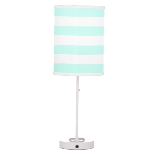 Aqua and White Striped "It is Well With My Soul" Table Lamp (Back)