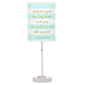 Aqua and White Striped "It is Well With My Soul" Table Lamp (Front)