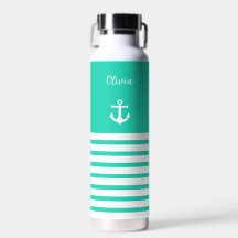 Aqua and White Stripes Nautical Personalized