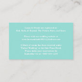 Aqua and White Stripes with Gold Scrolls Info Card (Back)