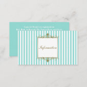 Aqua and White Stripes with Gold Scrolls Info Card (Front/Back)