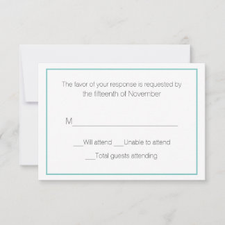 Aqua and White Wedding Response Card
