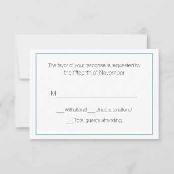 Aqua And White Wedding Response Card by DizzyDebbie at Zazzle