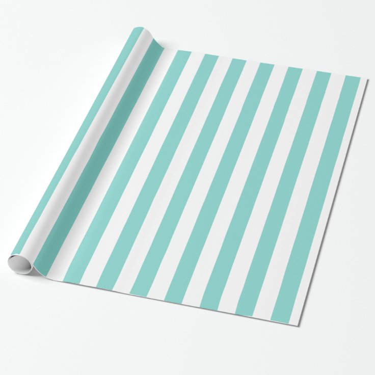Aqua and White XL Stripe Pattern H Wrapping Paper Zazzle