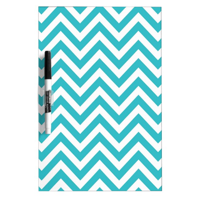 Aqua and White Zigzag Pattern Chevron Dry Erase Board (Front)