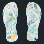 Aqua and Yellow Floral Flip Flops<br><div class="desc">Delicate and sweet floral illustration perfect for spring,  summer,  as well as for bride,  bridesmaids,  mother of the bride,  mother of the groom,  maid of honor,  flower girl gifts,  and more!</div>