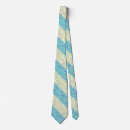 Aqua and Yellow Large Stripe Neck Tie