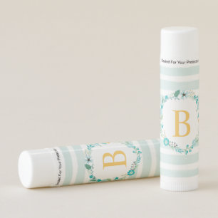 Aqua and Yellow Monogrammed Floral Wreath Lip Balm