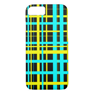 Aqua and yellow stripes on a black back ground iPhone 8/7 case