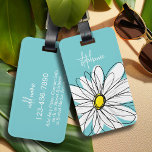 Aqua and Yellow Whimsical Daisy Custom Text Luggage Tag<br><div class="desc">A zen and whimsical,  hipster piece of art. You can add a name,  monogram or other custom text. If you need to move the art around,  click on the customize button to make changes.</div>