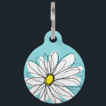 Aqua and Yellow Whimsical Daisy Custom Text Pet ID Tag<br><div class="desc">A zen and whimsical,  hipster piece of art. You can add a name,  monogram or other custom text. If you need to move the art around,  click on the customize button to make changes.</div>