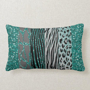 Aqua Animal Print Throw Pillow