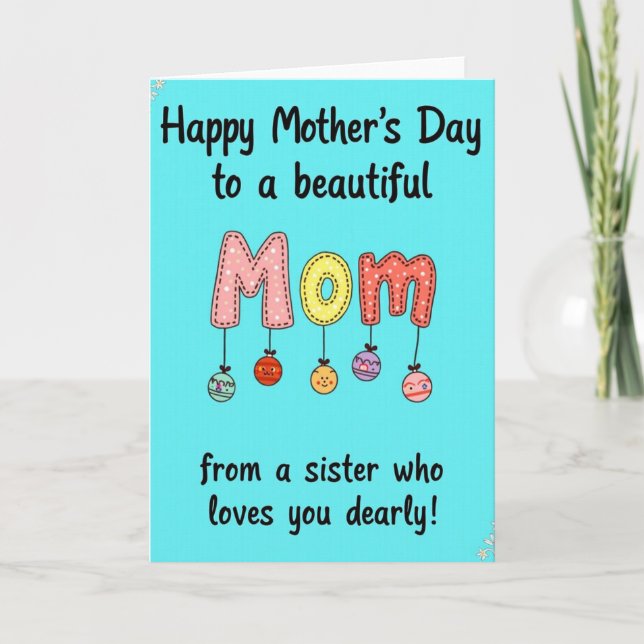 Aqua Applique Mothers Day Card (Front)