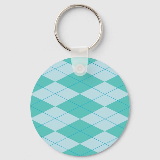 Aqua Argyle Keychain (Front)