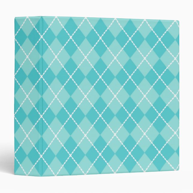 Aqua Argyle Kitchen School Student Teacher Binder (Front/Spine)