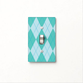 Aqua Argyle Light Switch Cover