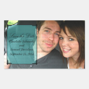 Aqua Art Deco Frame Save the Date Stickers