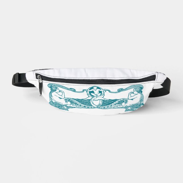 Aqua Art Nouveau Mermaids Fanny Pack (Front)